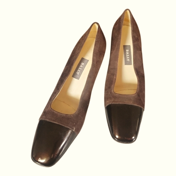 Bally Women's Vintage Brown Patent Leather and Suede Made In Italy Heels 9 1/2 C - Picture 1 of 9